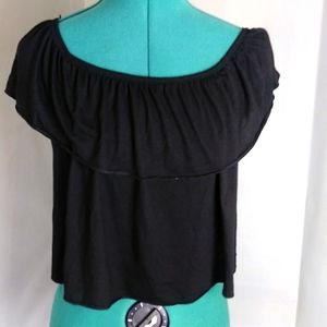 Topshop Black Off Shoulder Crop Top Size 6